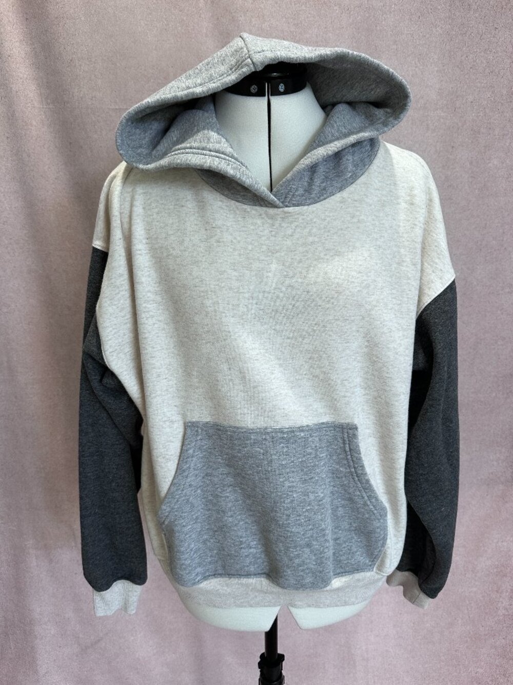 Fabletics Cozy Fleece Hoodie, Multi/Bone Heather, XL